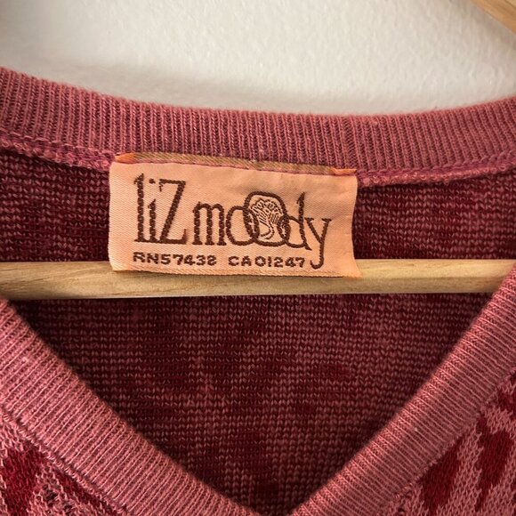 Vintage Liz Moody Dolman Sleeve Pink Flower Sweater L/XL - Picture 4 of 5